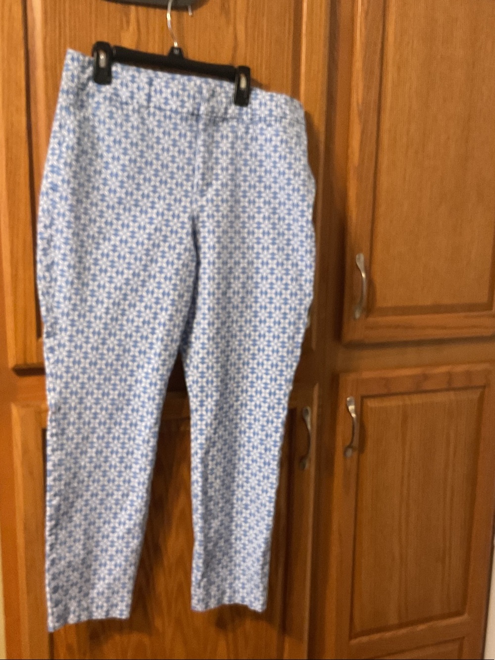 Old Navy Blue and White Patterned Women's Pants size 12 ladies Pixie Skinny